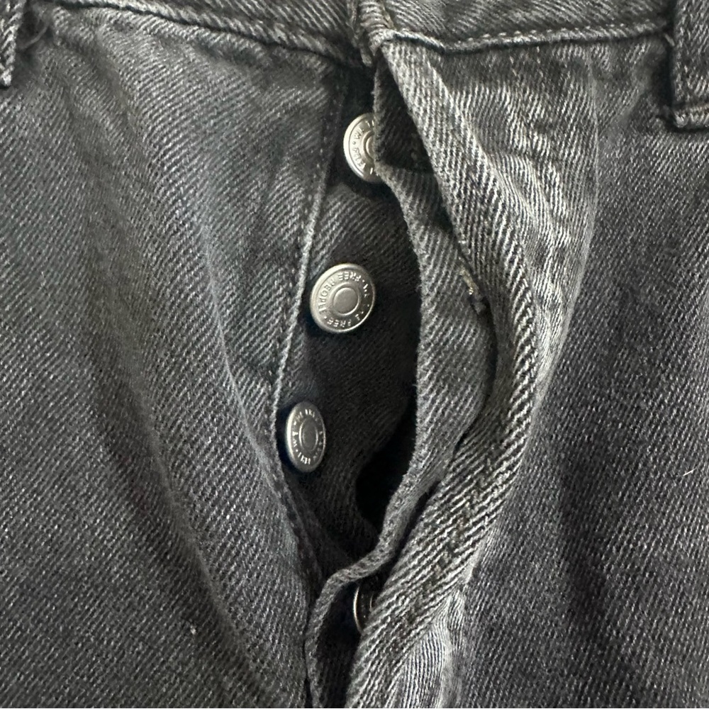 Free People We The Free Black Distressed Jeans Women 28 Raw Hem Cropped Straight - Picture 6 of 9